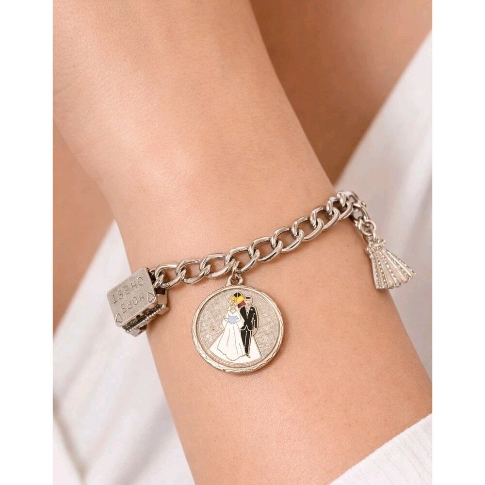 Beau Sterling Silver Charm Bracelet 7" Gift for Bride Keepsake Safety‎ sbr-33